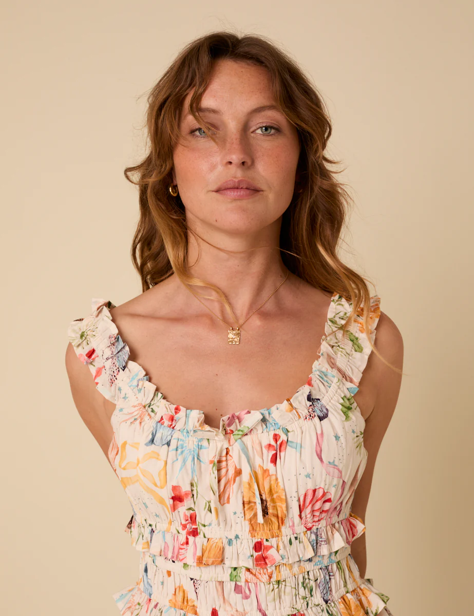 White Floral Ariel Mini Dress - Image 3