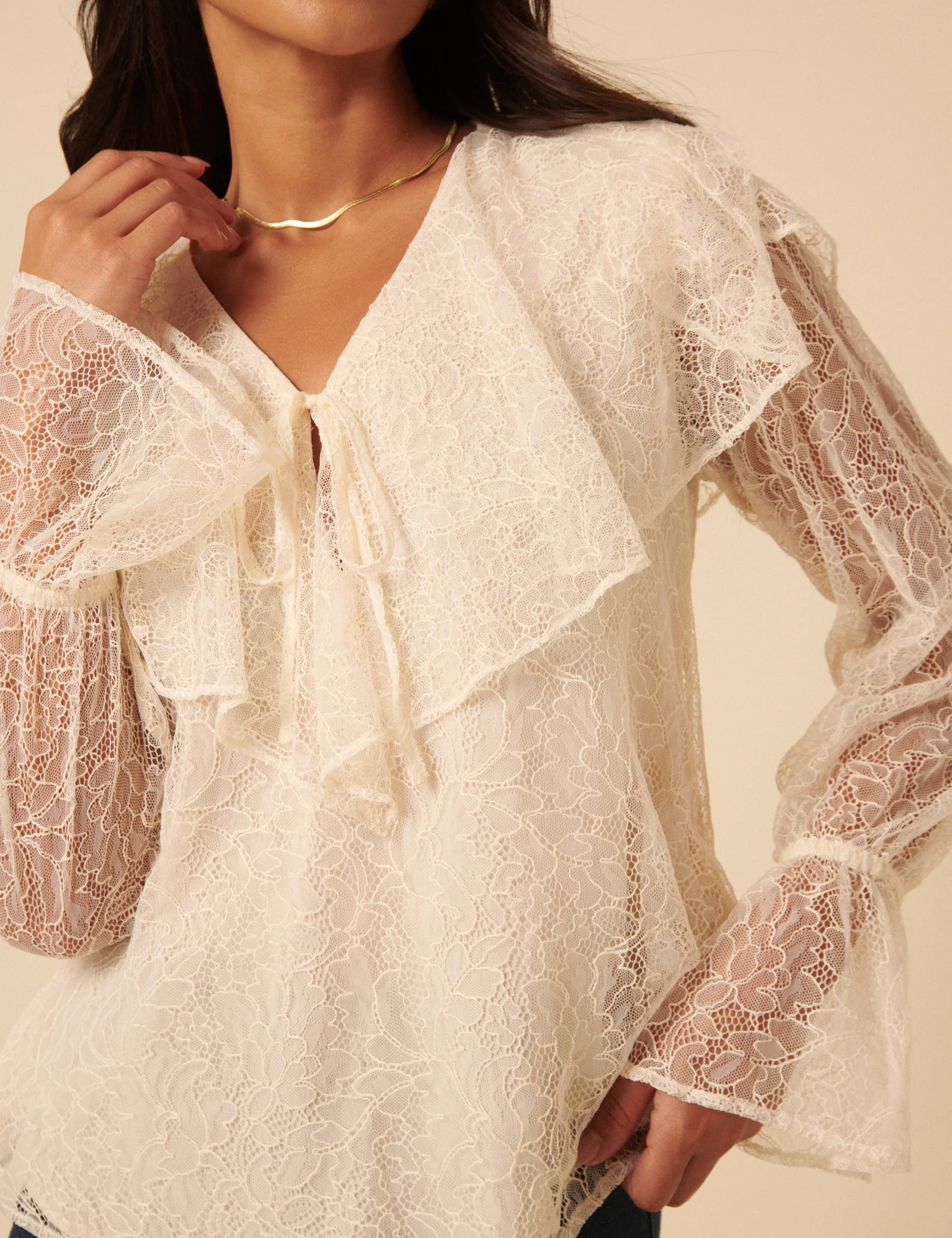 White Lace Frill Blouse - Image 2