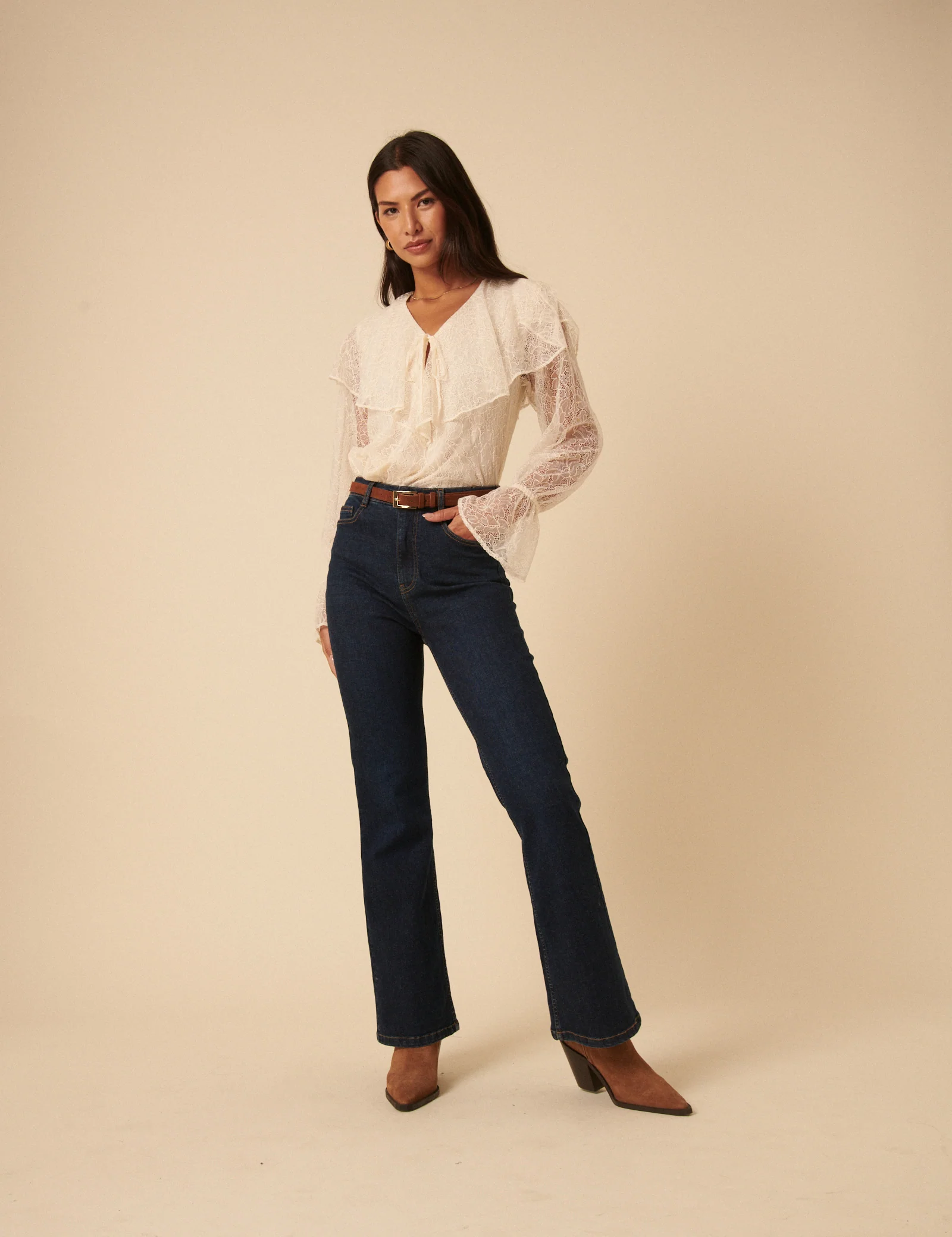 White Lace Frill Blouse - Image 3