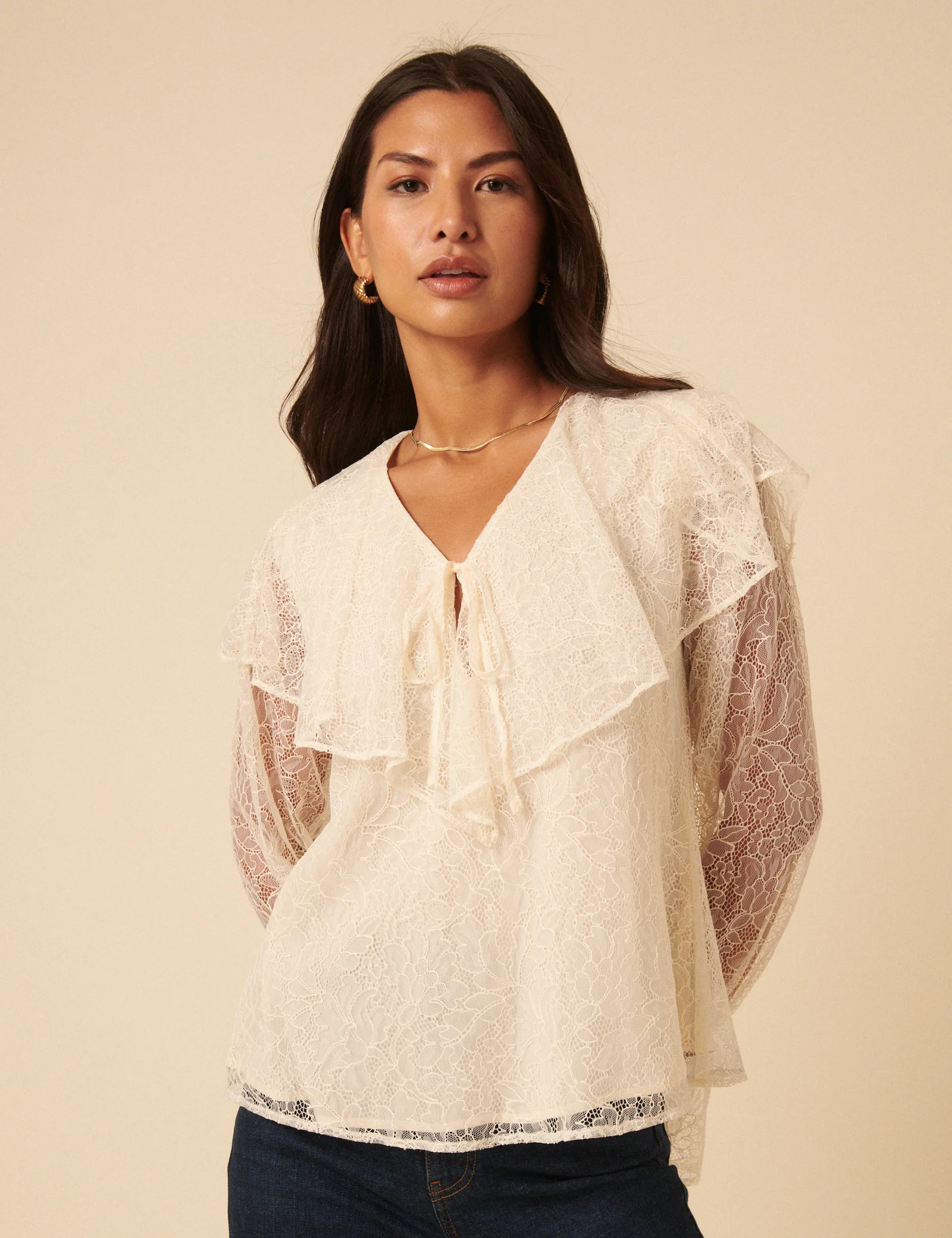 White Lace Frill Blouse - Image 4