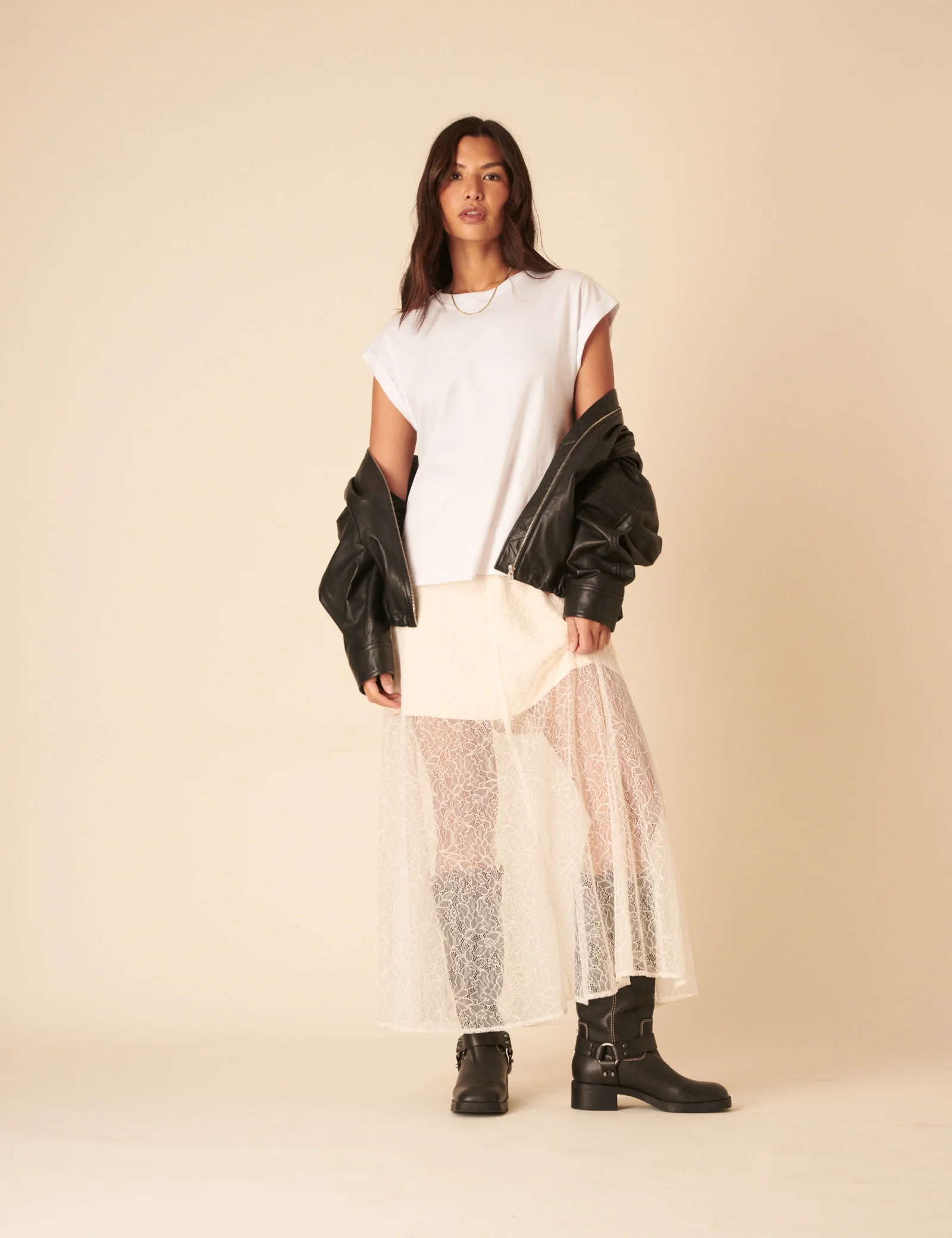 White Lace Midi Skirt - Image 2