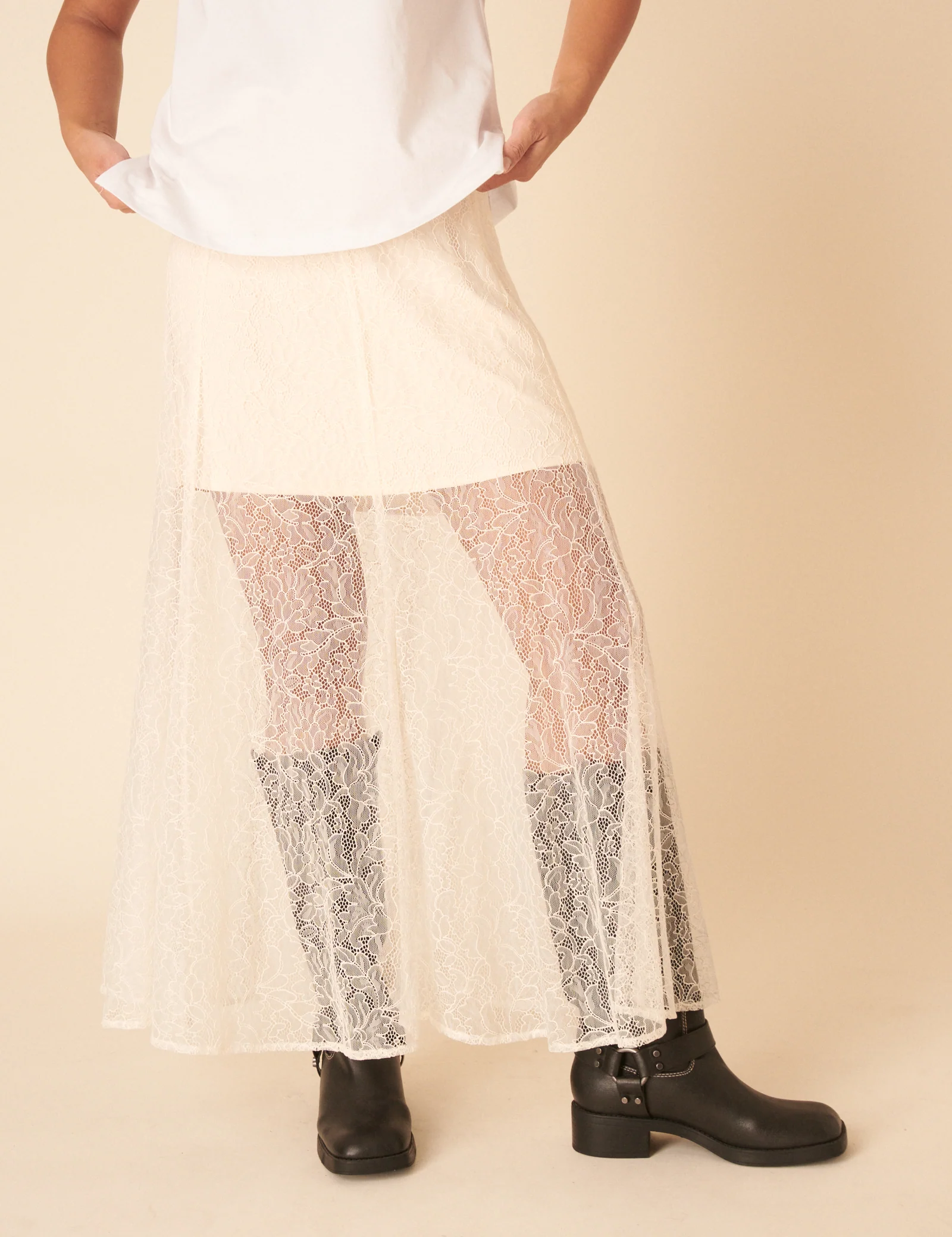 White Lace Midi Skirt - Image 3