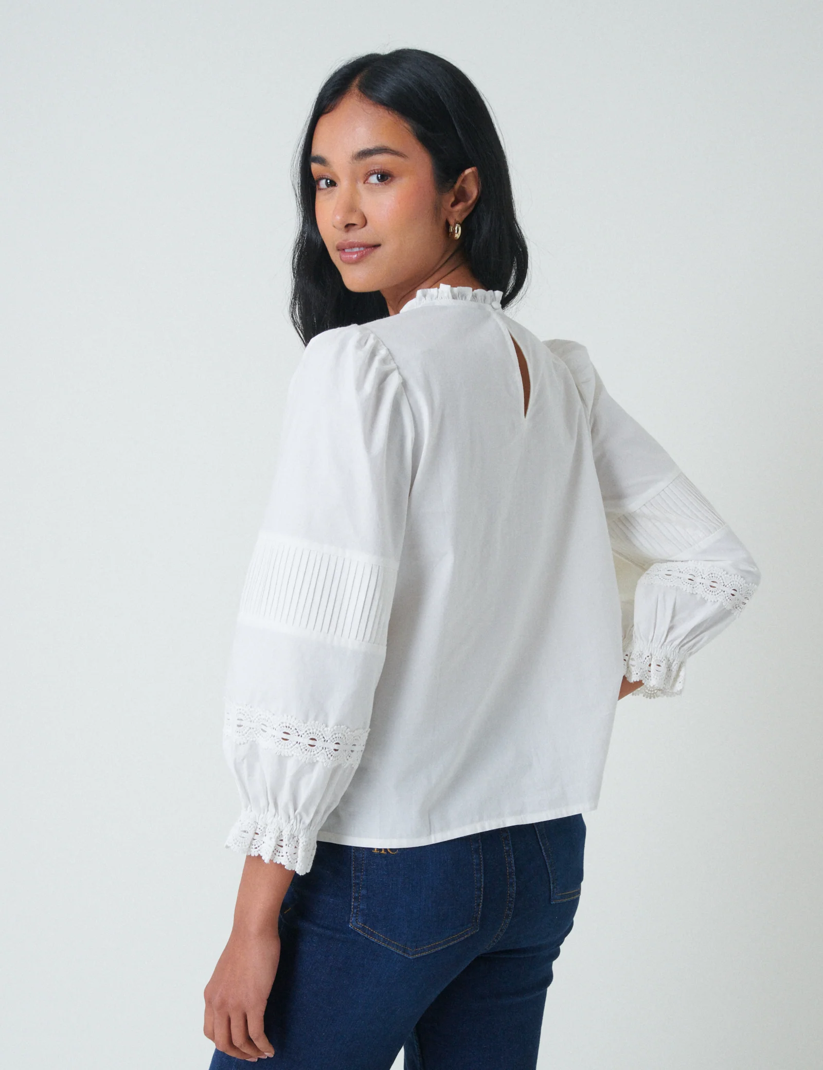 White Lace Trim Blouse - Image 5