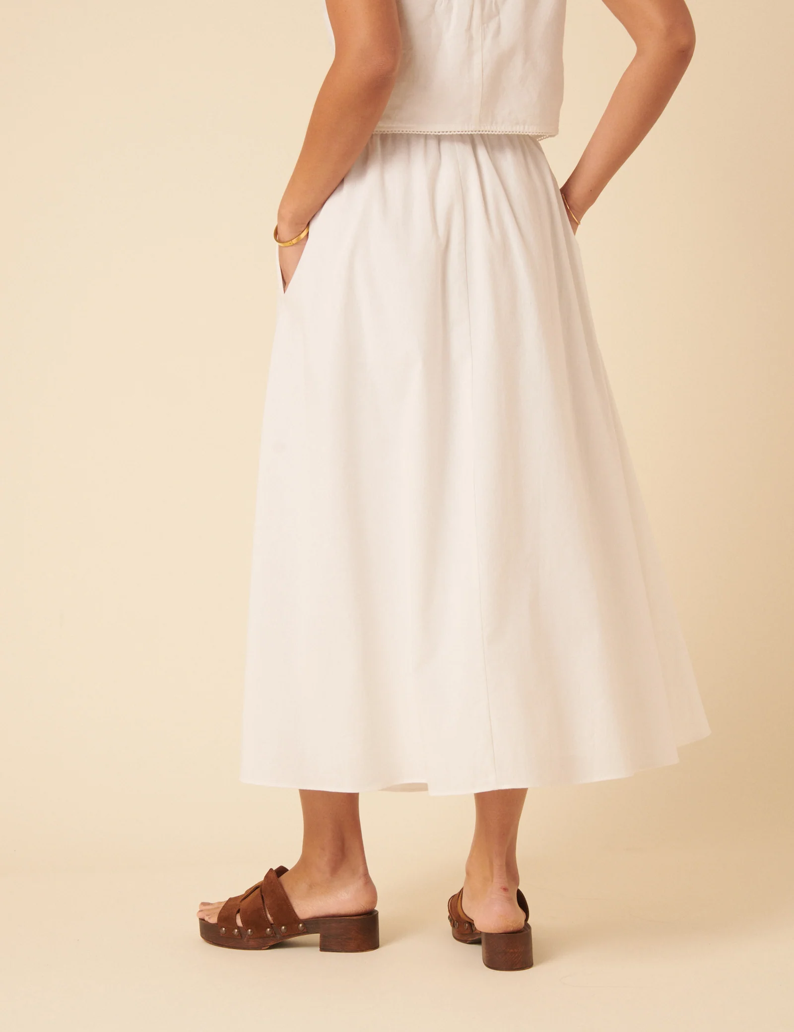 White Drawstring Midi Skirt - Image 5