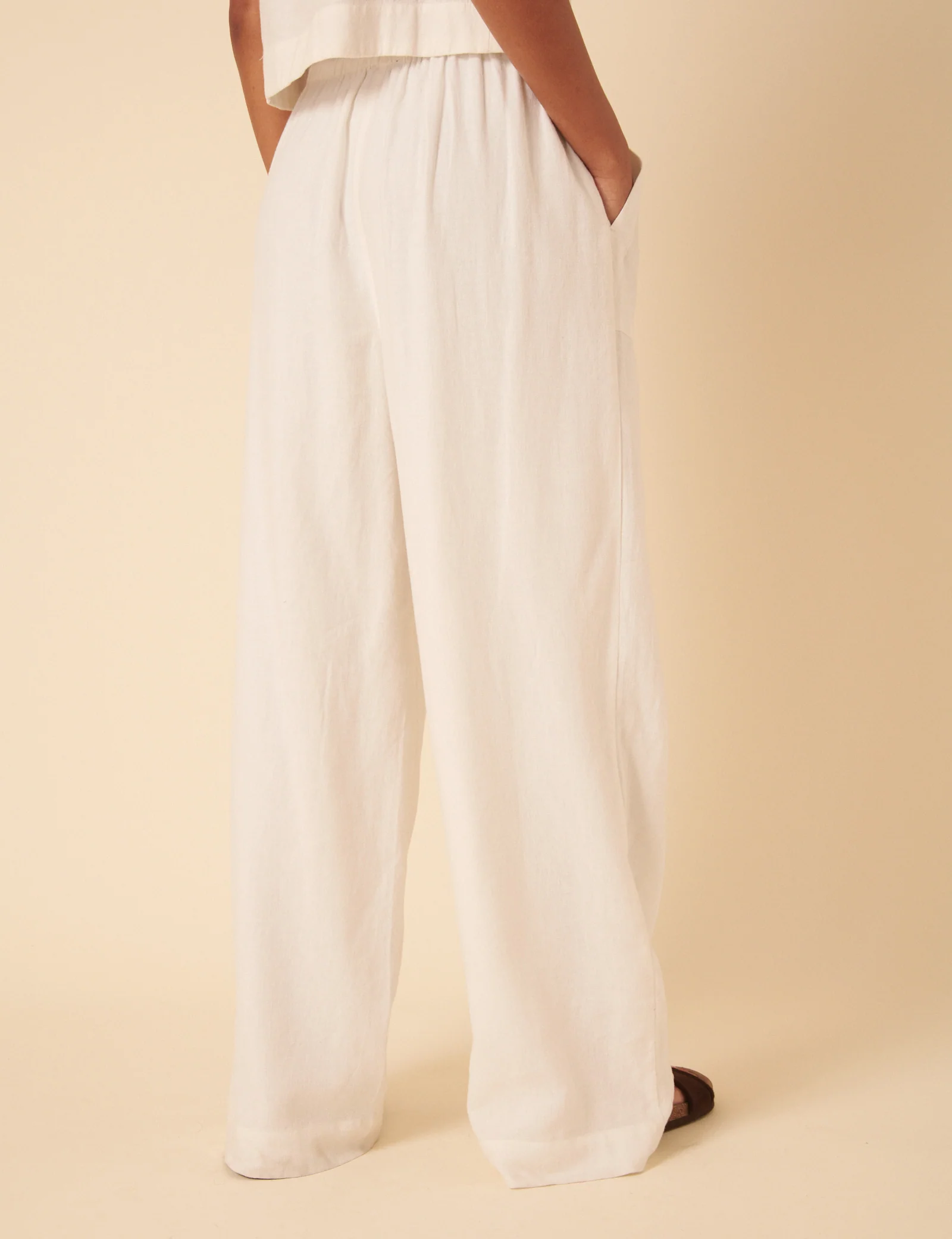 White Linen-Blend Shona Trousers - Image 5
