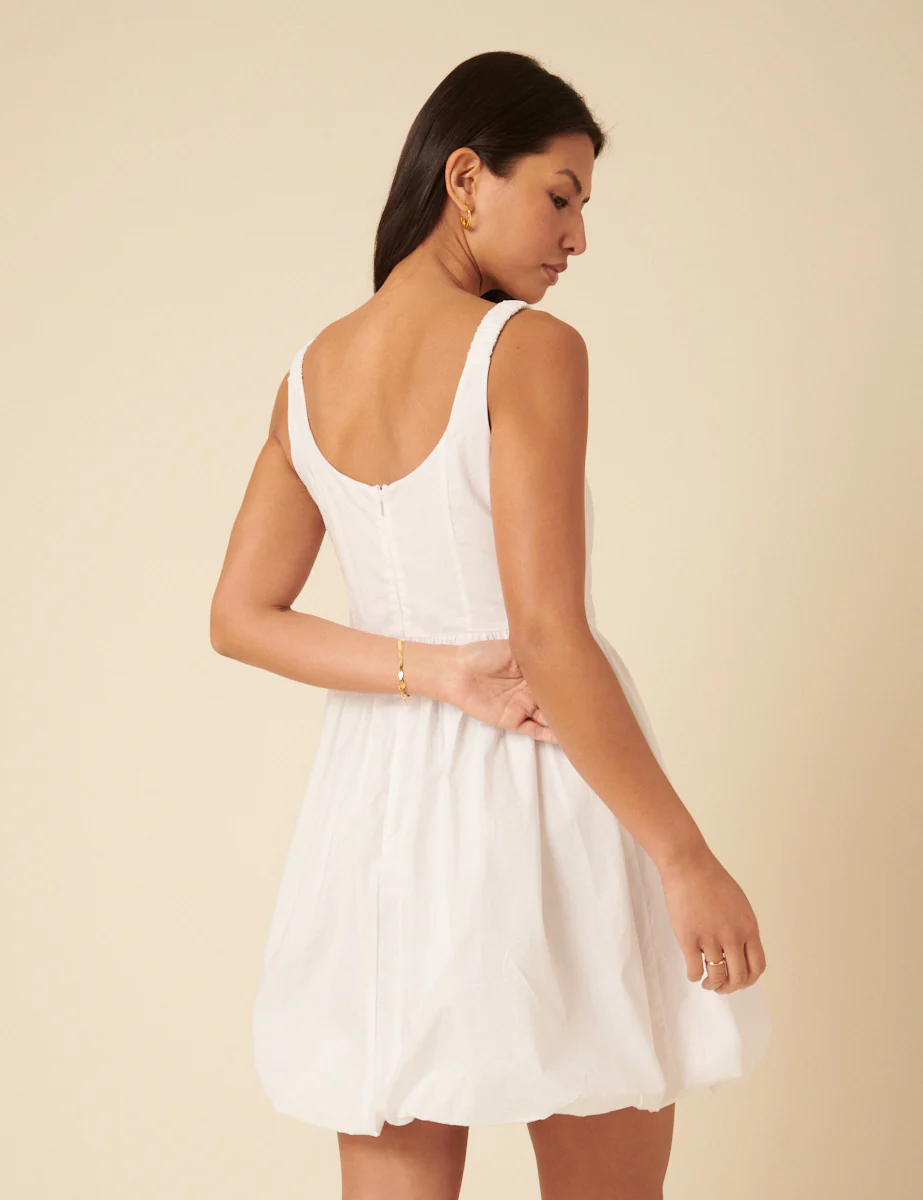 White Loie Bubble Hem Mini Dress - Image 5