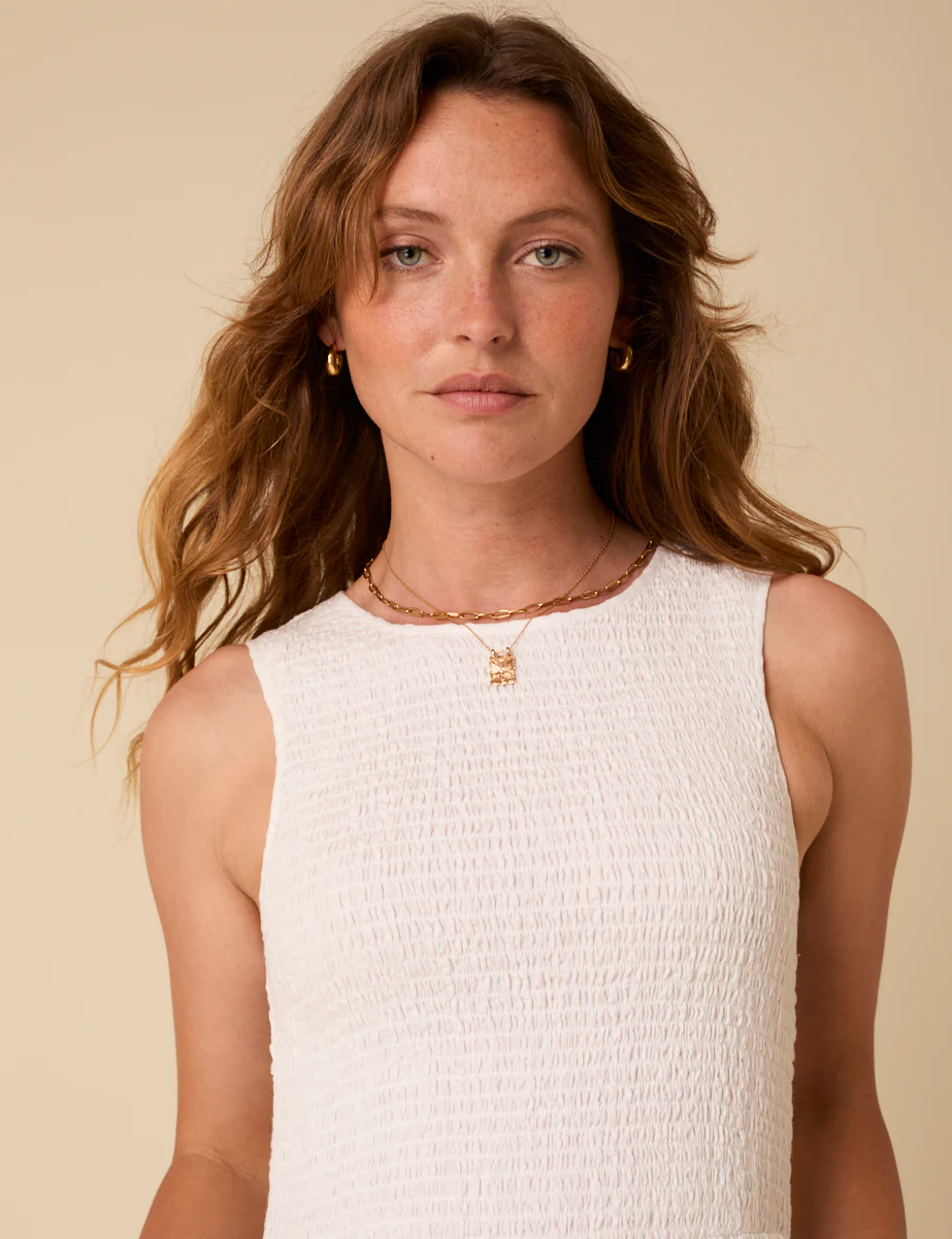 White Sleeveless Tiered Charlie Midi Dress - Image 3