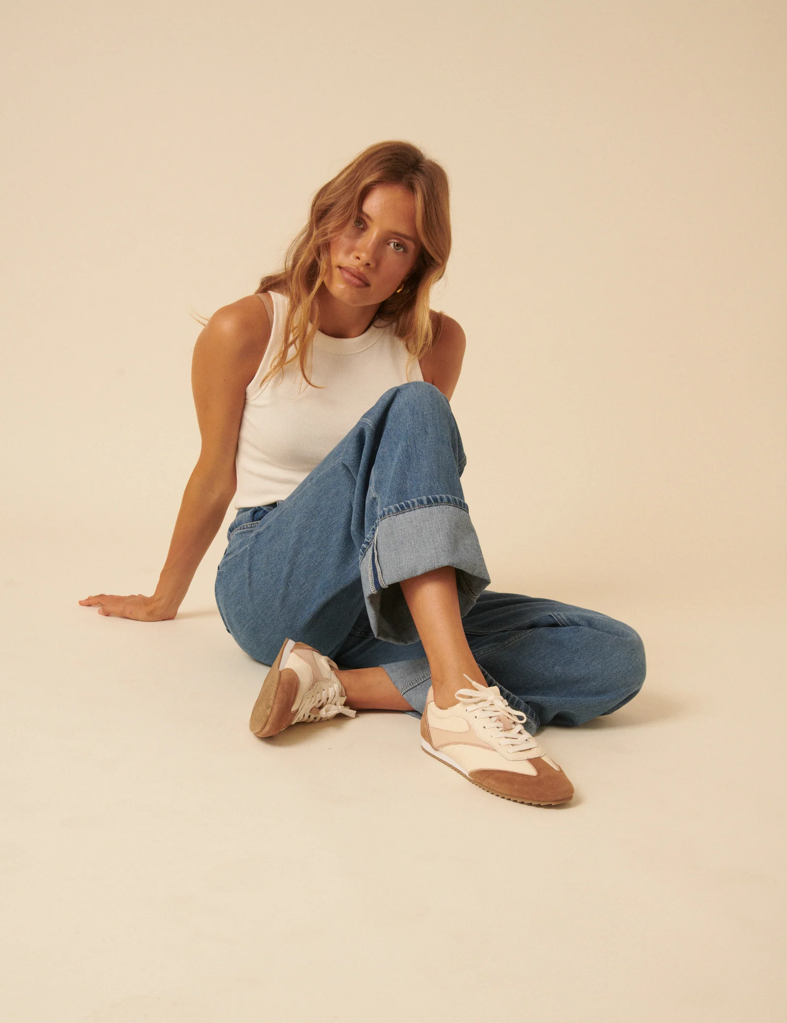 Cream And Tan Leather Trainers - Image 5