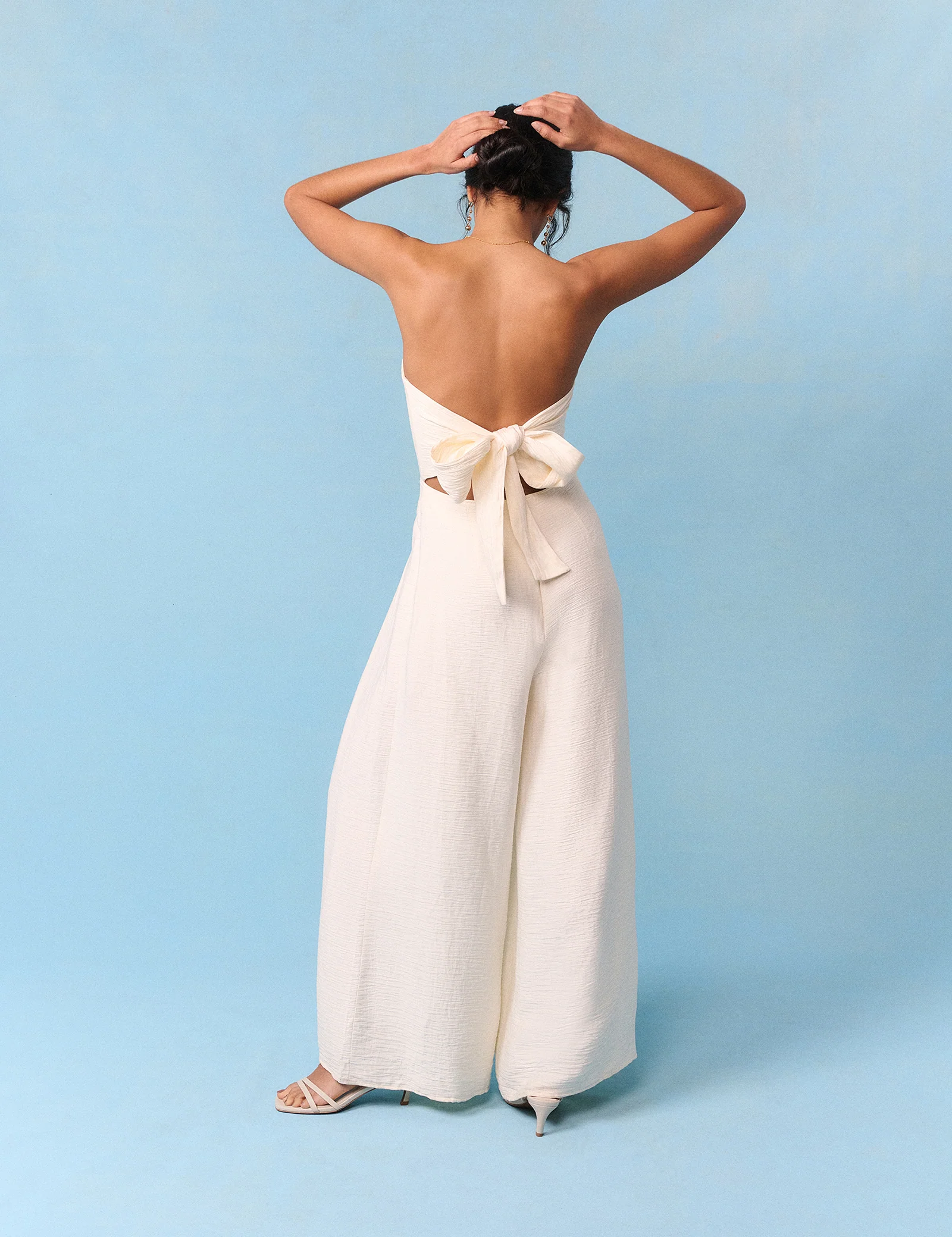 Ivory Wide Leg Bandeau Rory Bridal Jumpsuit - Image 4