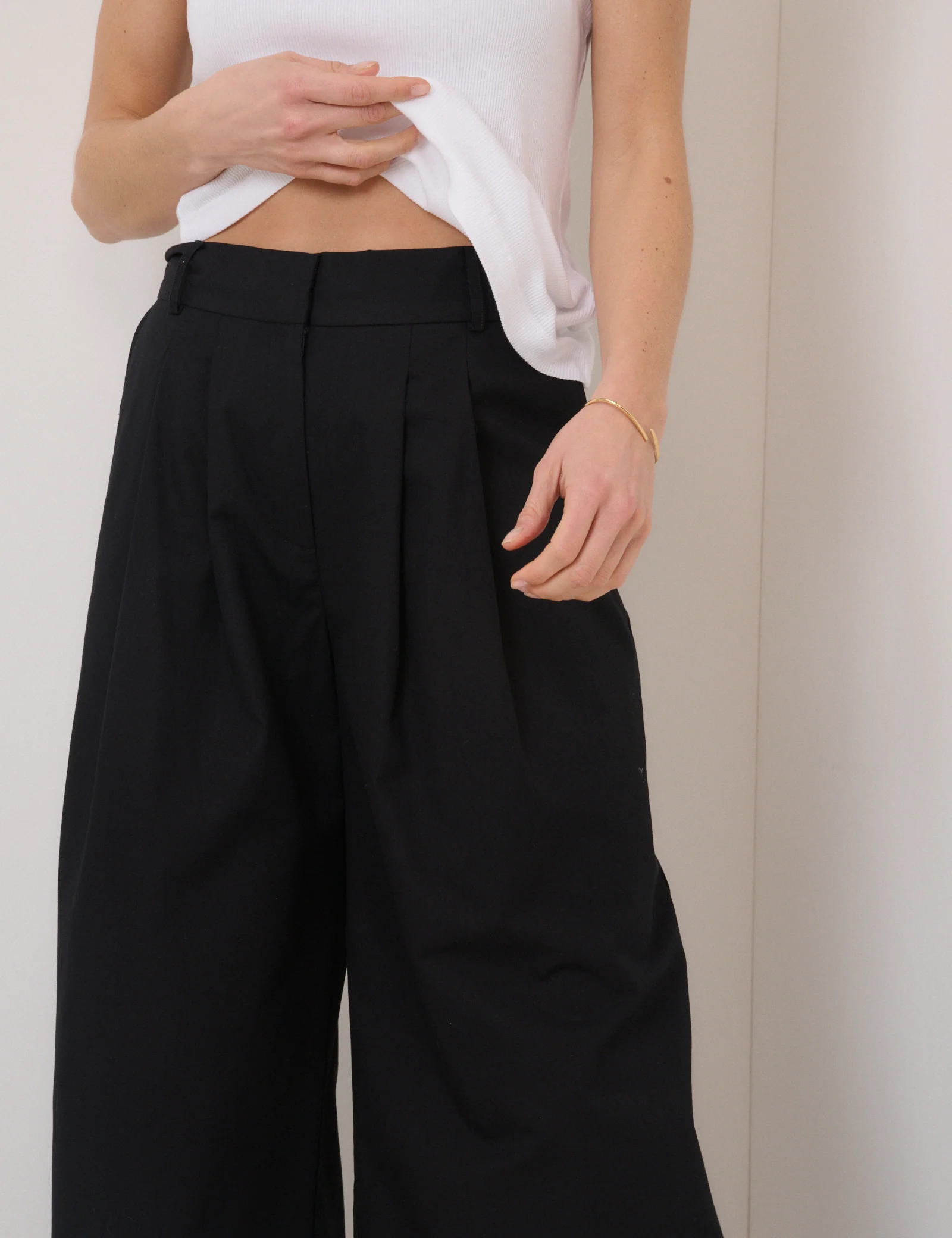 Black High Waisted Trousers - Image 2