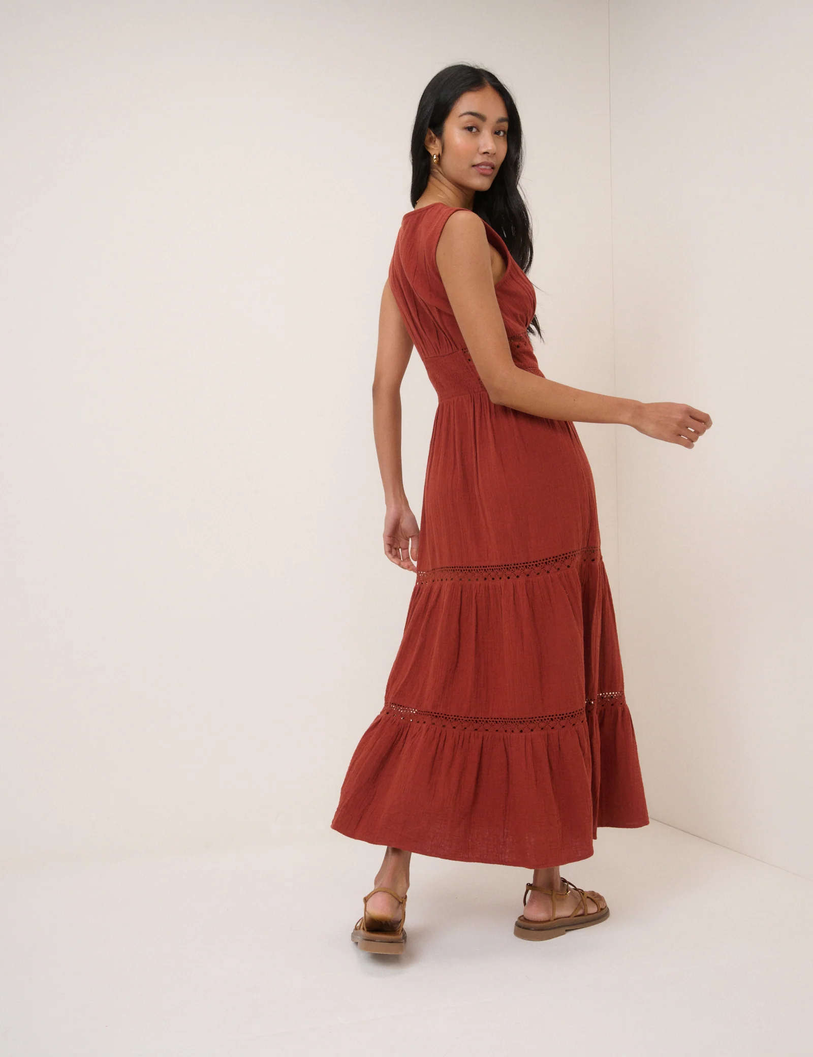 Orange Broderie Anglaise Wrena Midi Dress - Image 6