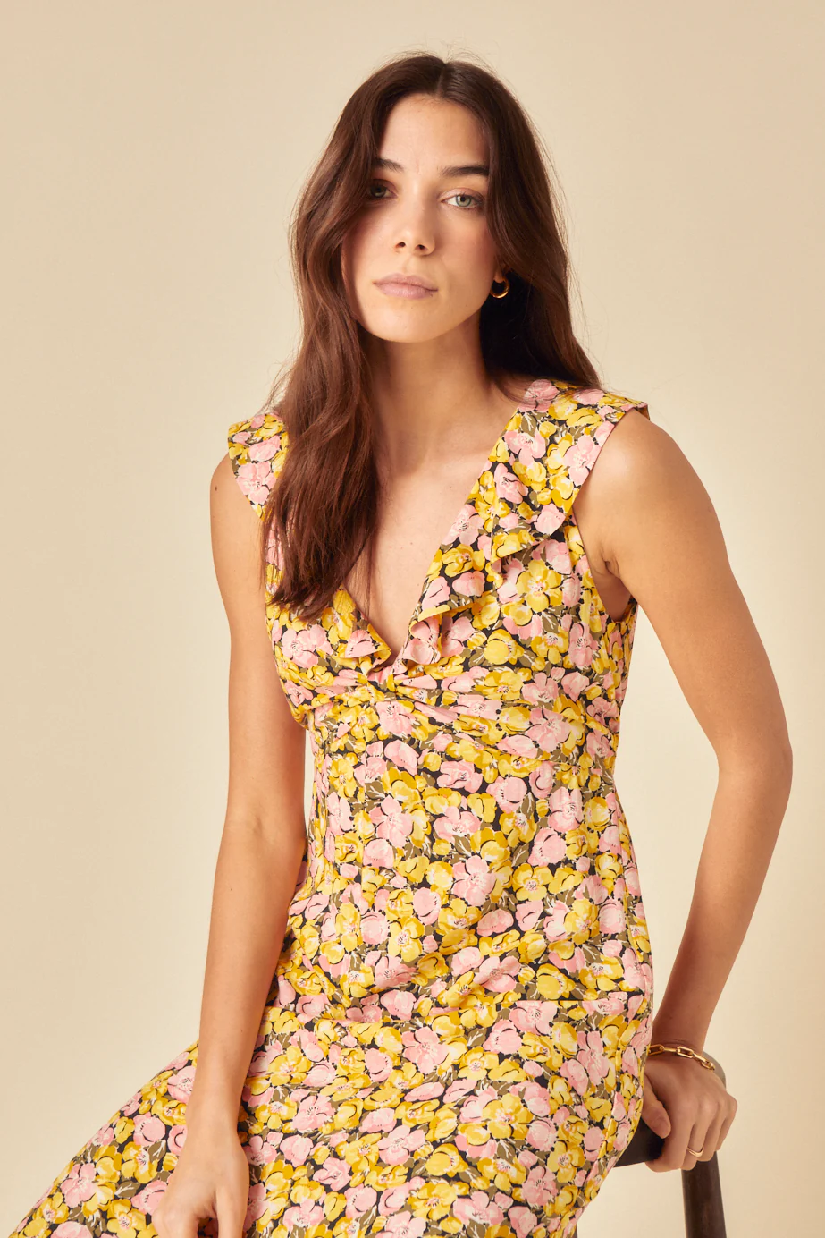Yellow Floral Beck Midi Dress - Image 3