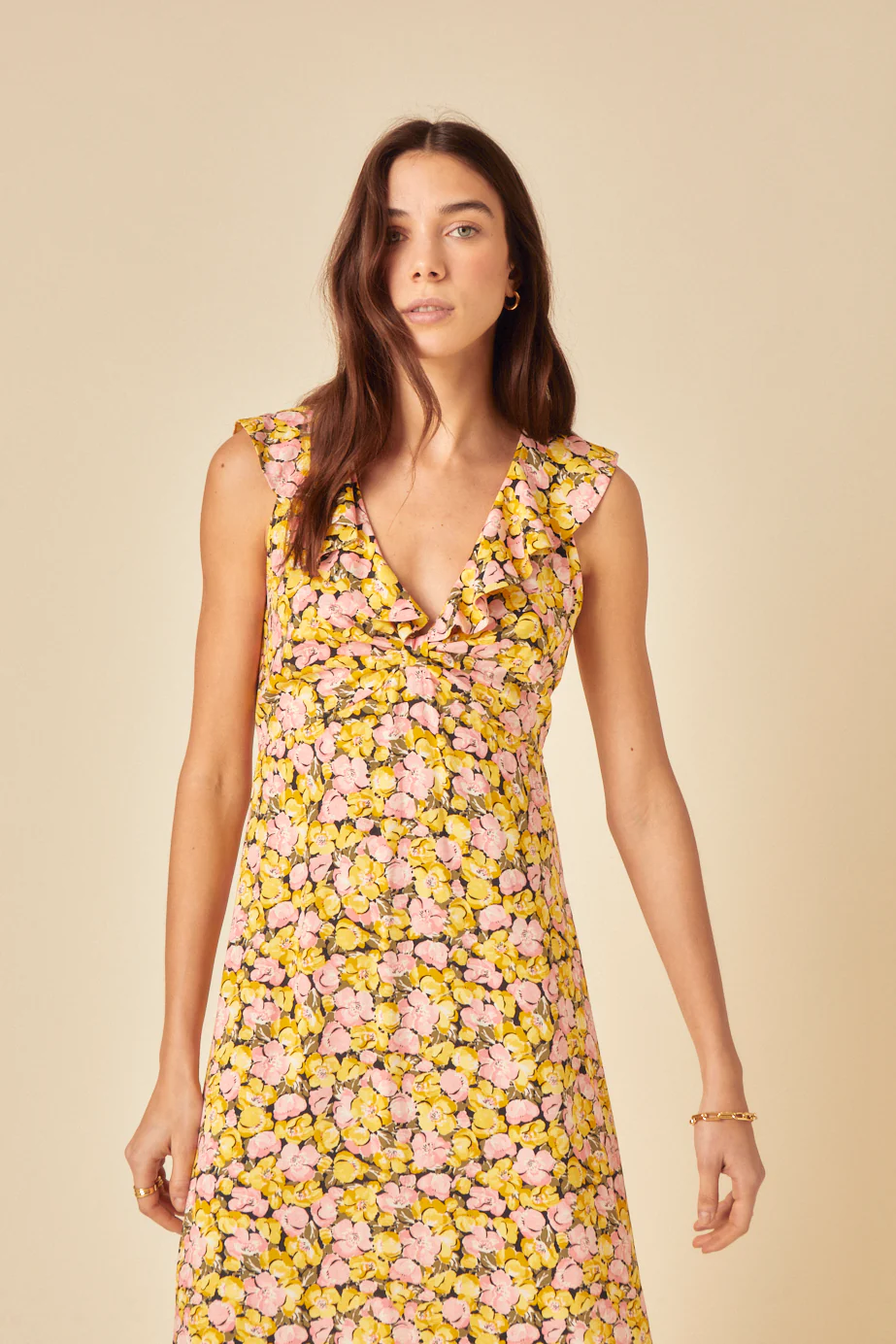 Yellow Floral Beck Midi Dress - Image 4
