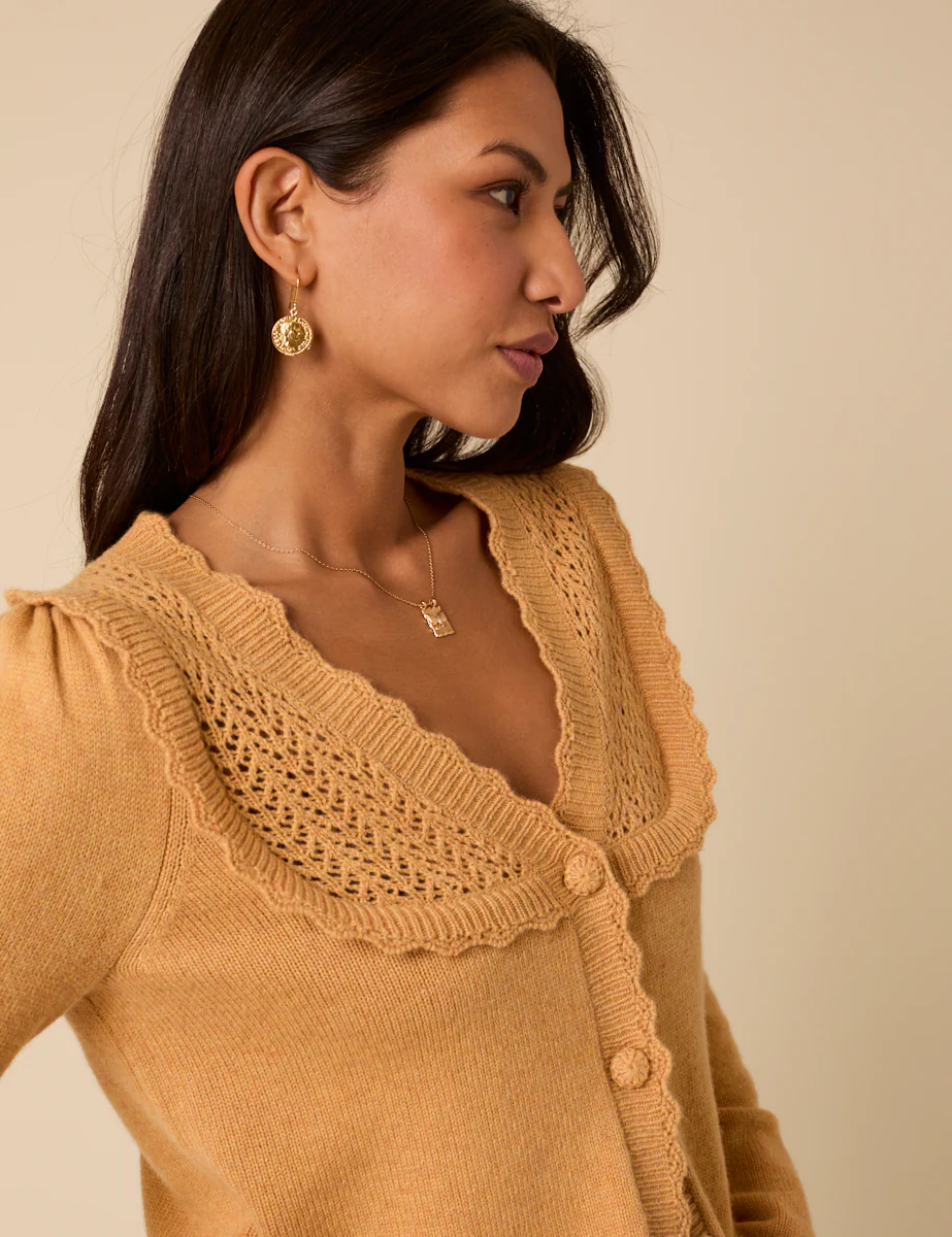 Yellow Pointelle Knitted Cardigan - Image 2