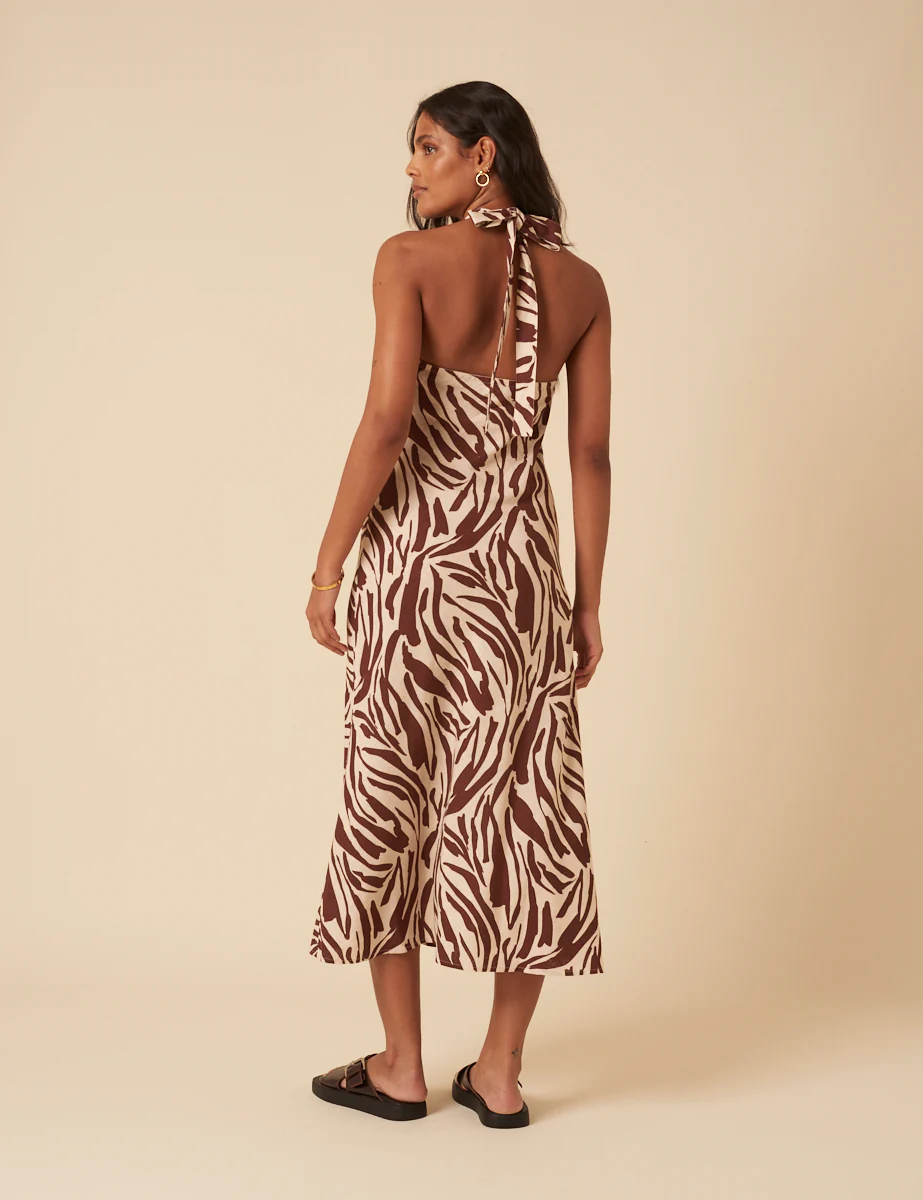Zebra Print Halterneck Anna Midi Dress - Image 2