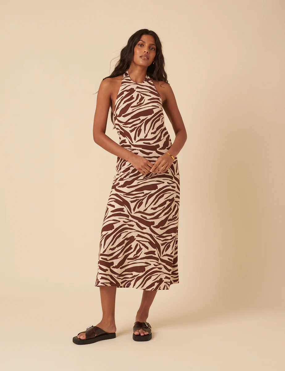 Zebra Print Halterneck Anna Midi Dress - Image 5