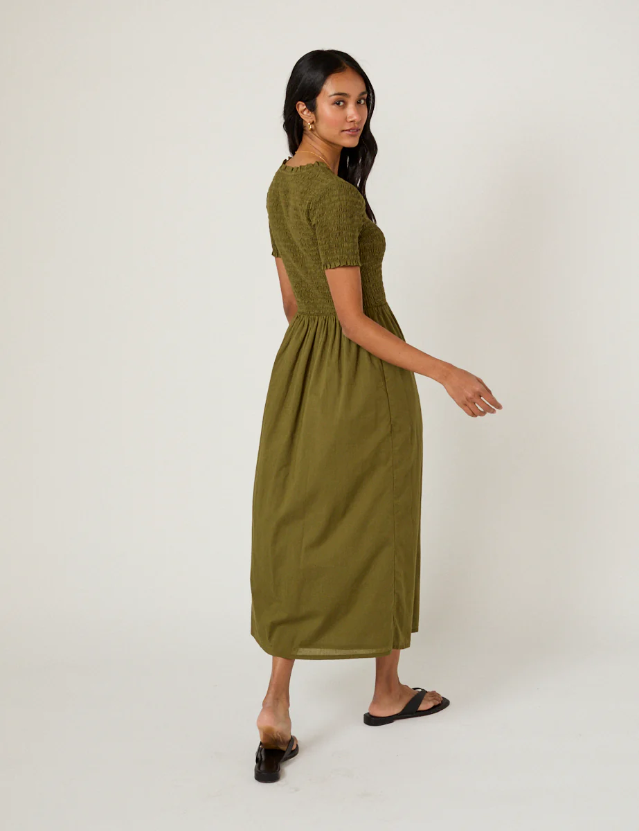 Green Ruched Zita Midi Dress - Image 5