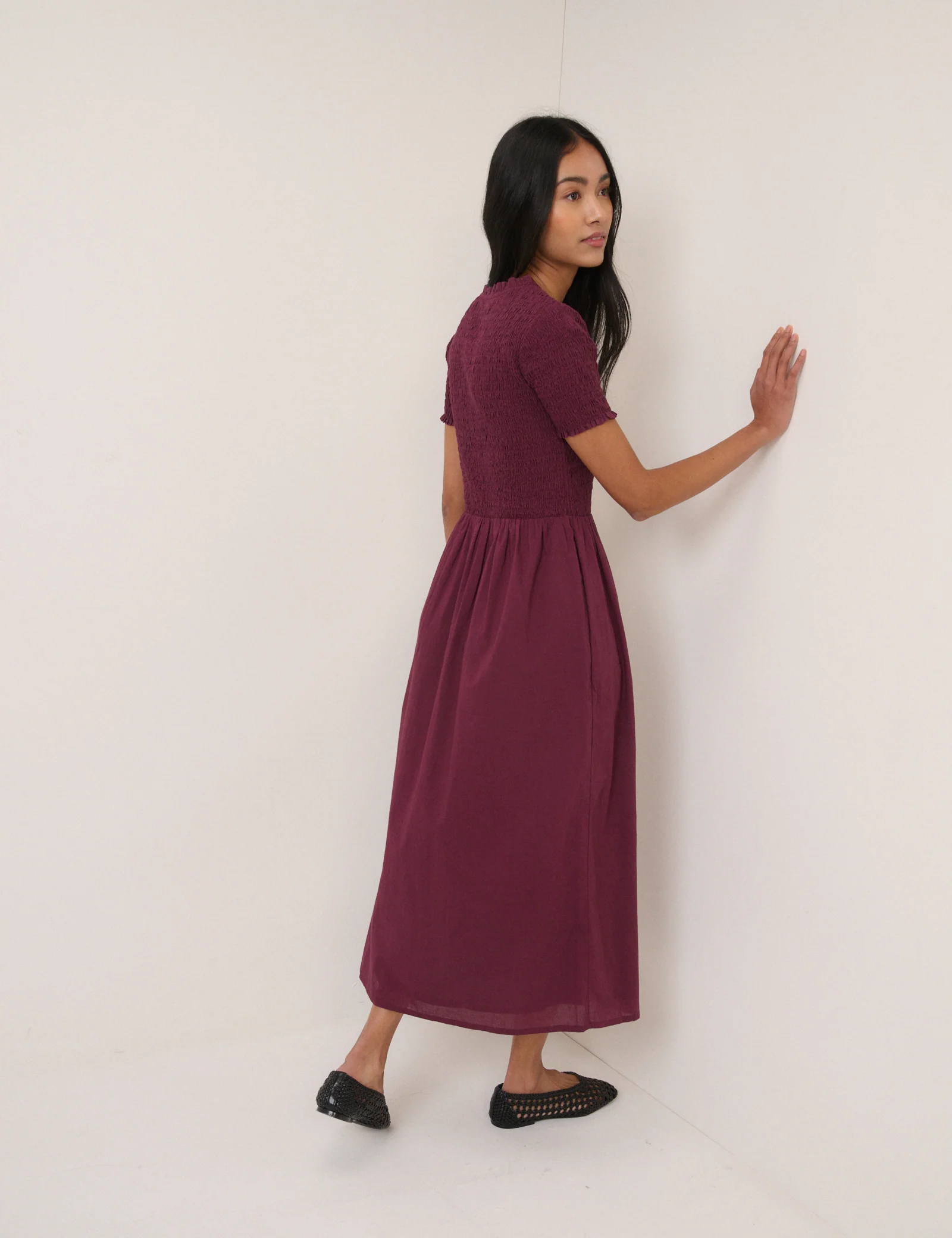 Burgundy Ruched Zita Midi Dress - Image 5